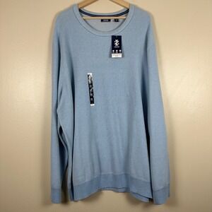 IZOD Men's 2XLT Crewneck Sweater Placid Blue Textured Knit Preppy NEW